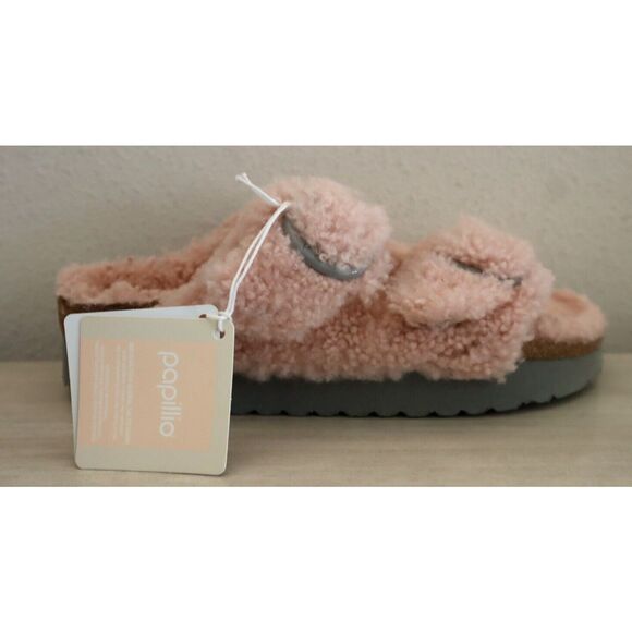 Papillio Birkenstock WMN 42 US 11 Pink Arizona Big Buckle Shearling Sandal - Picture 6 of 13
